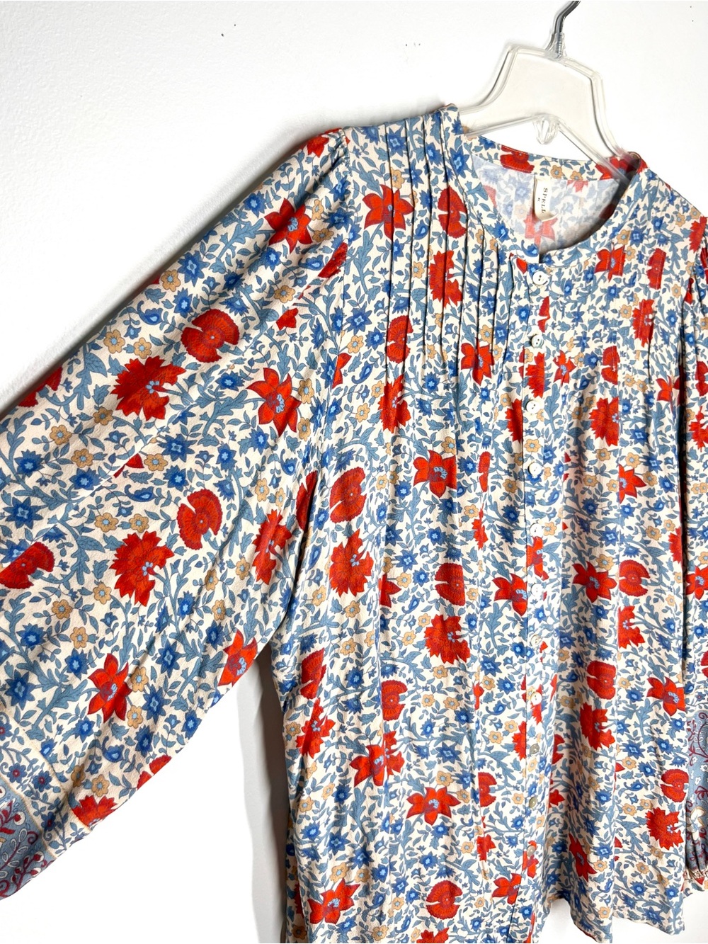 Spell Village Blouse Sky Floral Long Sleeve Button Front Top Sz XL - Picture 4 of 7